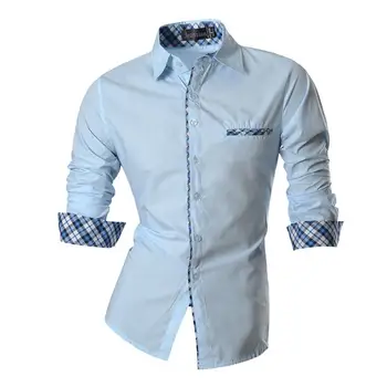 

Jeansian Men's Casual Dress Shirts Fashion Desinger Stylish Long Sleeve Slim Fit Z020 LightBlue