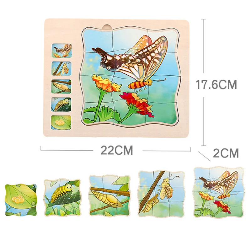 Butterfly Пять лет многослойное платье для маленьких мальчиков и девочек человеческого тела Структура головоломки для детей тела когнитивные просвещение образование деревянные головоломки - Цвет: Butterfly