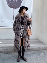 Aliexpress - Women’s Thick 100% Real Fox Fur Long Leather Jacket Overcoat Winter Warm Real Fox Long Coat rf2