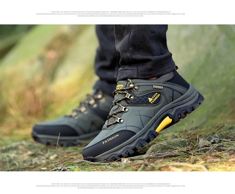 Autumn And Winter Male Hiking Shoes Low-top Shoes Waterproof Collision Running Mountaineering Hunting Rubber Sole Lace-up Shoes