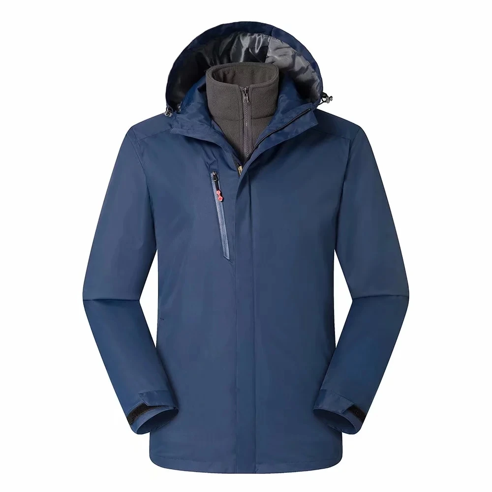 Дизайн вашего собственного логотипа открытый горный кемпинг для мужчин женщин три в одном ветровка куртка водонепроницаемая ветрозащитная куртка - Цвет: Тёмно-синий