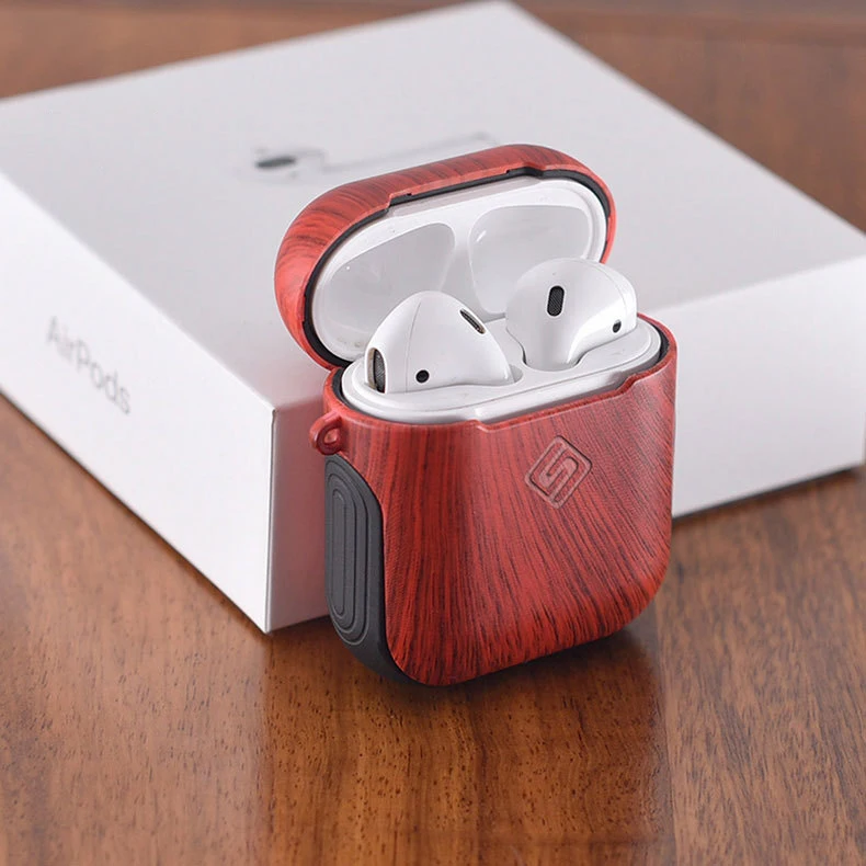 Роскошный чехол AirPods модный деревянный узор беспроводные Bluetooth наушники