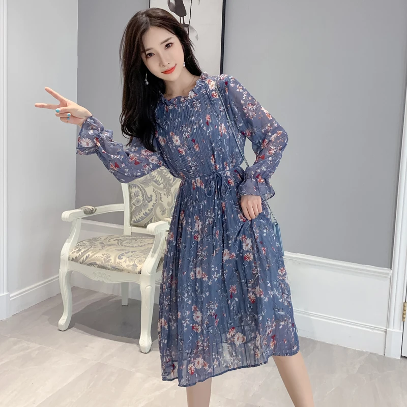navy chiffon high neck maxi dress