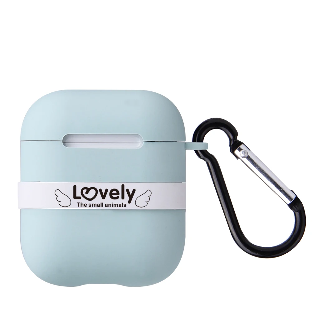 Turquoise Силиконовый чехол s для Airpods1 2nd, роскошный защитный чехол для наушников, чехол для Apple Airpods, чехол 1& 2, противоударный чехол с крючком - Цвет: Turquoise