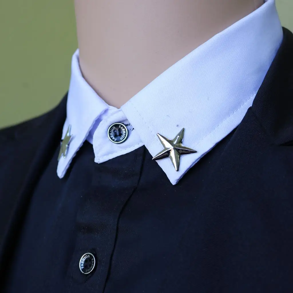 Fashionable Star Brooch Pins Badge Suit Cloth Clip Shirt Lapel Pin Collor Pin Fashion Jewelry Alloy Brooches Gold silver color