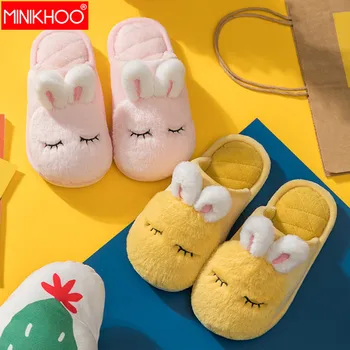 

2020 New Children Shoes Boy Girl Bedroom Flip Flops Plush Shoes Warm Cotton Slippers Kids Winter Baby Cute Cartoon Home Shoes
