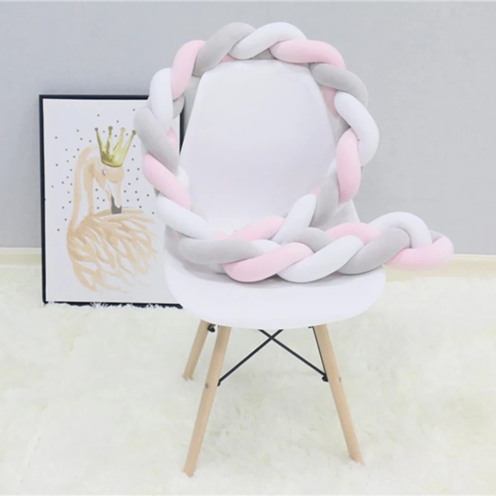 Завязанный плетеные детские кроватки бампер DIY Hand-Made твист окружность кровати узел в полоску подушка