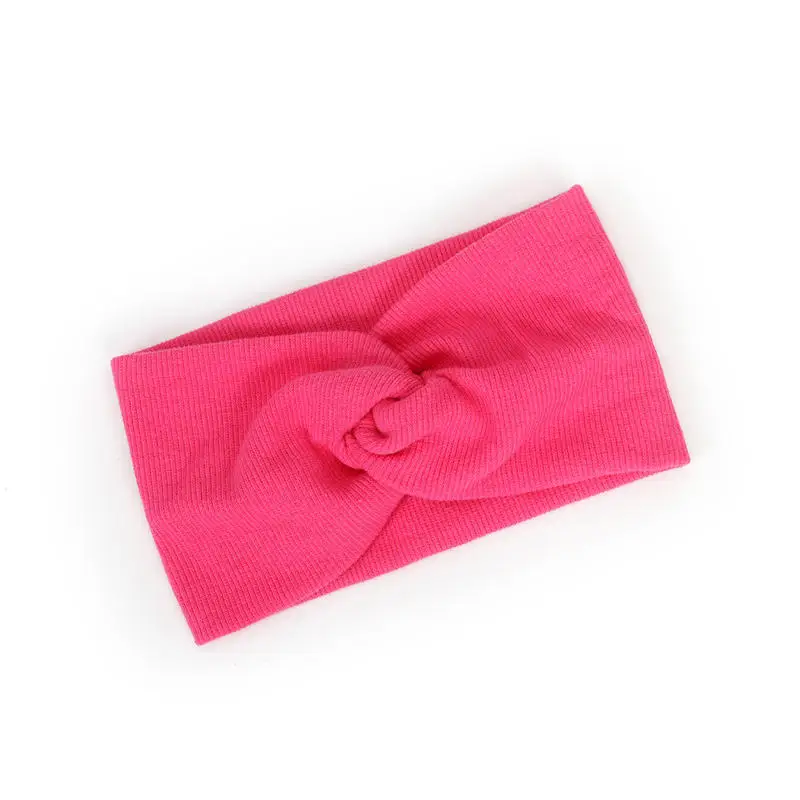 rose red Balleenshiny/ г. Зимняя Детская повязка на голову; эластичная лента для волос для девочек; однотонные аксессуары для волос для маленьких девочек; завязанная детская чалма; Новинка - Цвет: rose red