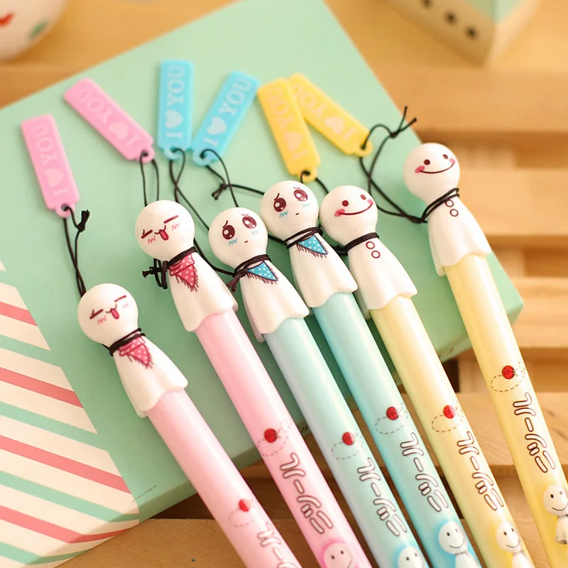 

0.5mm Cute Kawaii Doll head Gel Pen Signature Pens Escolar Papelaria For Office School Writing Supplies Stationery Gift