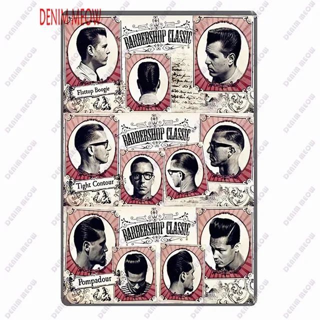Hair Cutting Retro Plaque Metal Signs BARBER SHOP Vintage Painting Wall Art Posters Cafe Bar Pub Shave & Haircut Home Decor WY28 14