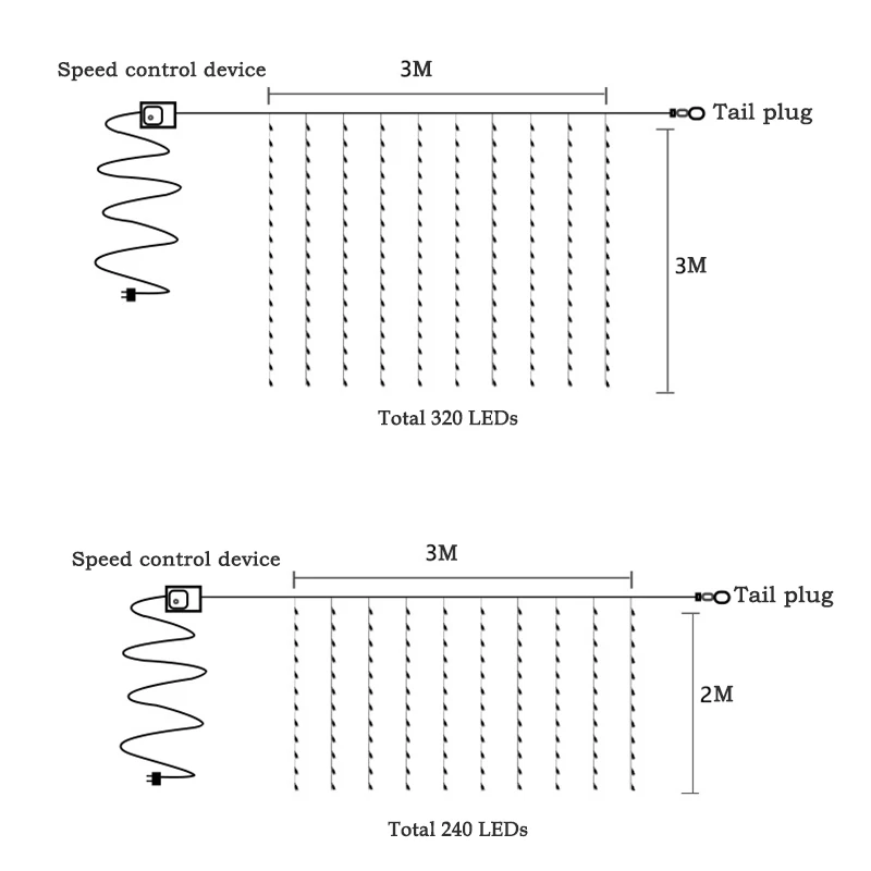 Светодиодный светильник для занавесок в виде Сосульки с водопадом s 3 м* 2 м/3 м* 3 м, светильник для струи воды на открытом воздухе, Рождественский, Свадебный, праздничный, декоративный светильник