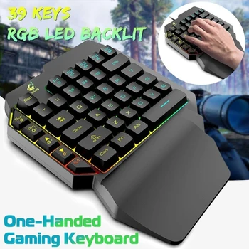 

Mini One-Handed Gaming Keyboard RGB Led Backlit USB Wired 39 Keys Accessory Keyboard For Windows XP/Vista/7/8/10 / OS