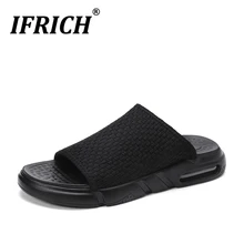 Лидер продаж Для мужчин Туфли без каблуков шлепанцы на ремешках черного цвета Для мужчин воды тапочки Ткань пляжная Для мужчин тапочки на открытом воздухе из искусственной кожи; мужские пляжные сандалии кроссовки черные брендовые туфли