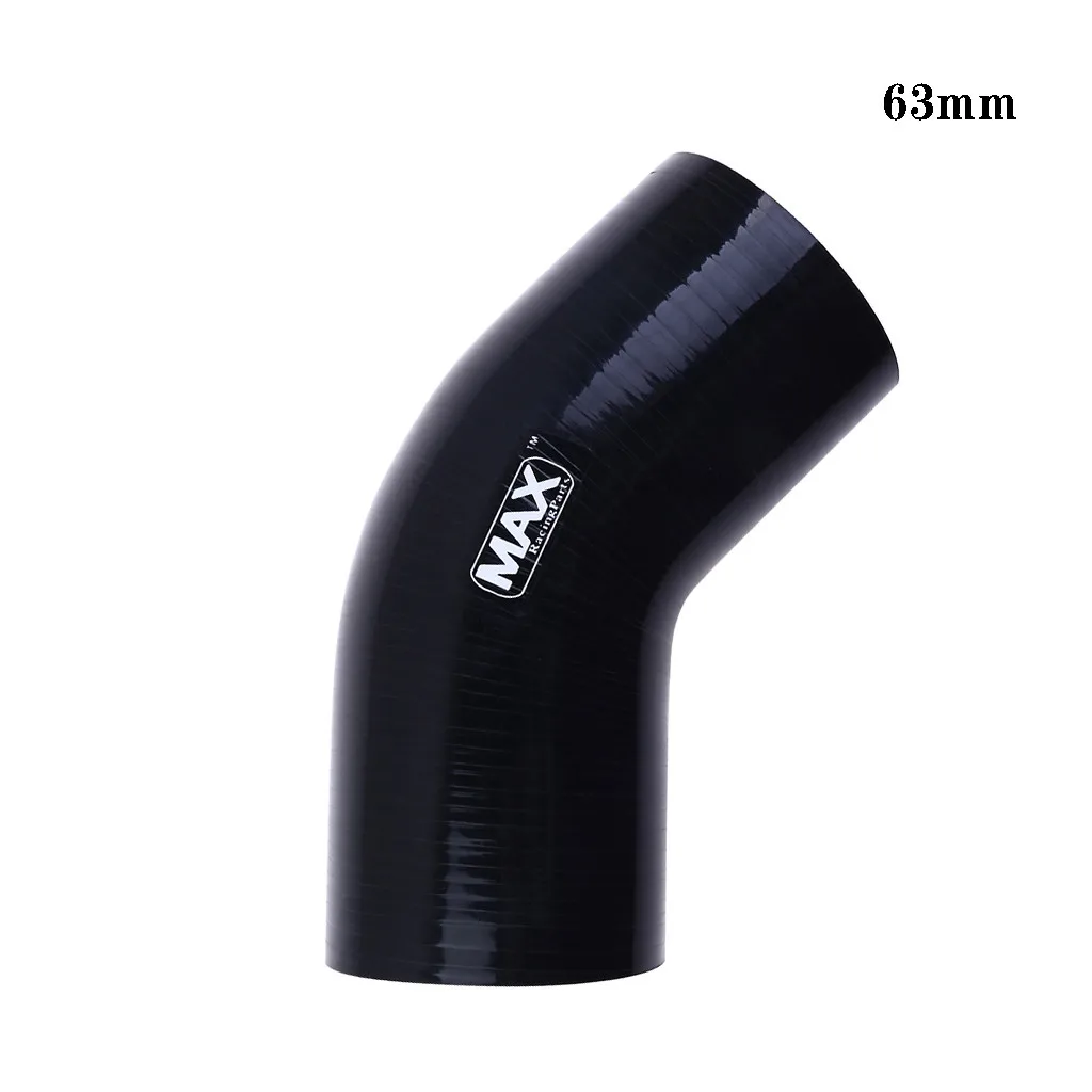 Black 63mm 63-102 мм силиконовый 45 градусов колено изгиб уменьшить силиконовый шланг черный/синий интеркулер впускной трубы#30 - Цвет: Black 63mm