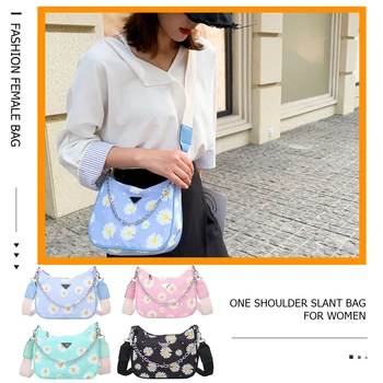 

Nylon Women Casual Crossbody Bag Daisy Flower Lady Daily Travel Shoulder Pouch Youth Ladies Simple Versatile Bag