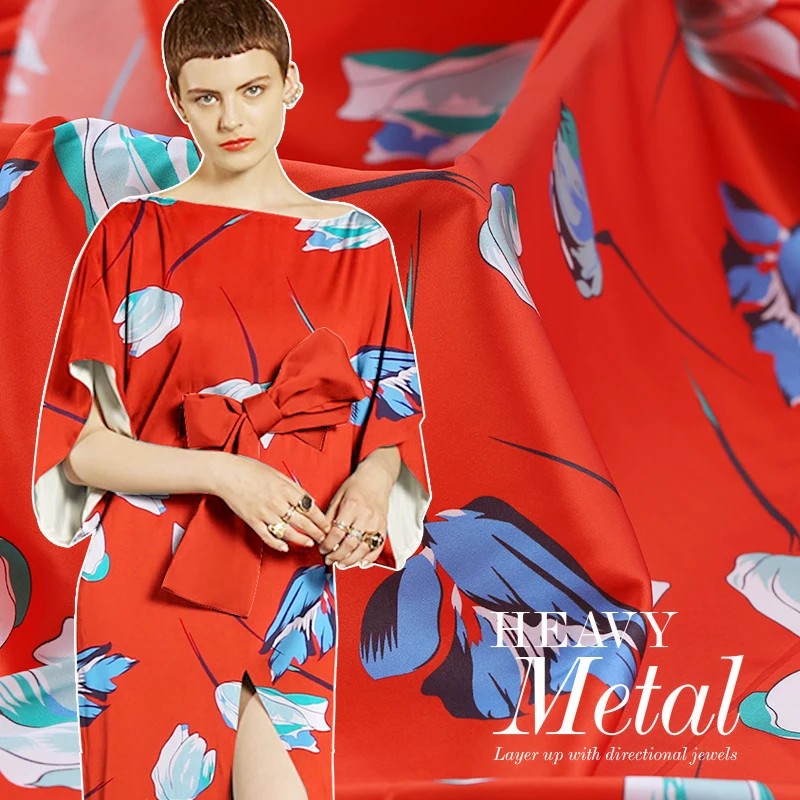 108 см широкая цифровая шелковая ткань с принтом МЕТР 19 мм шелковая ткань сатин-стрейч атласная мягкая рубашка платье ткань шелковая ткань