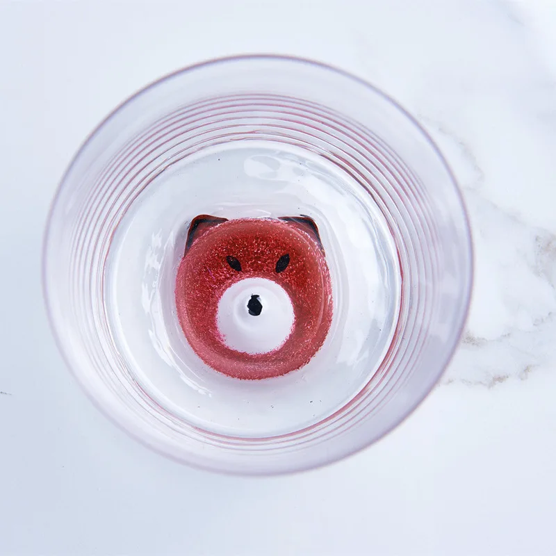 Cartoon Animal Cute Pet Modeling Glass Cup Creative Transparent Glass Online Celebrity INS Breakfast Cup Whisky yang jiu bei