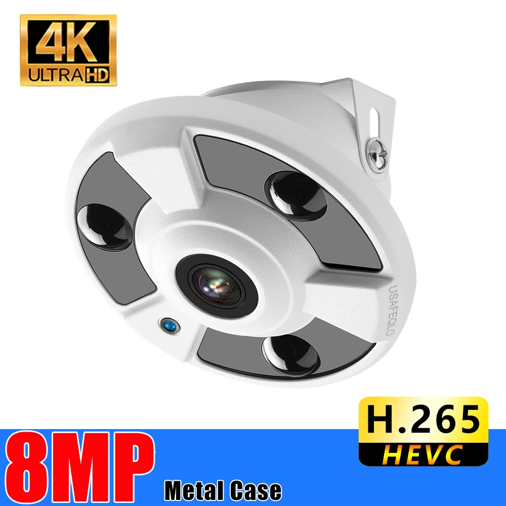 4K 8MP IP Poe Security Camera Video Surveillance Metal Waterproof Fisheye Lens for Home Webcam External | Безопасность и защита