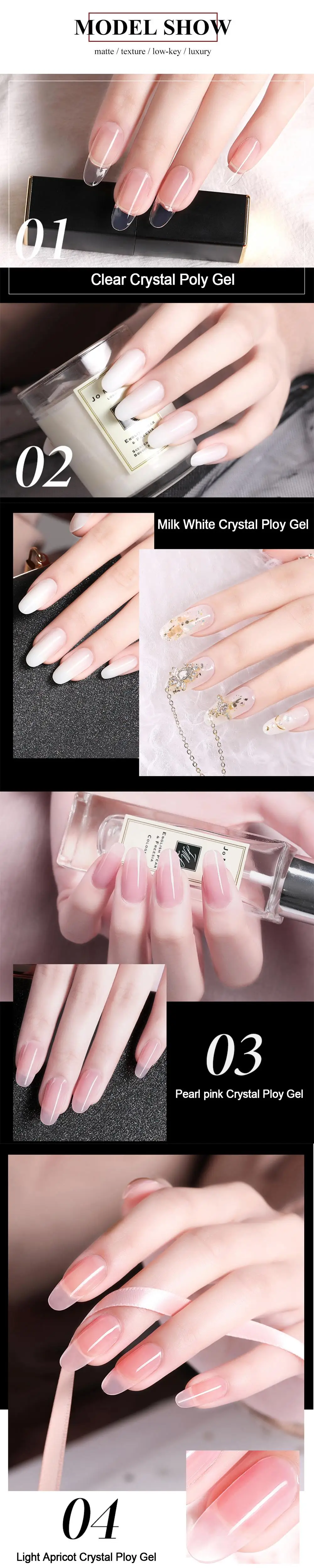 MIZHSE Thermal Poly UV Nail Gel Quick Extension Gel Varnish Clear Pink Jelly Polygel Crystal UV LED Building Gel Need Forms