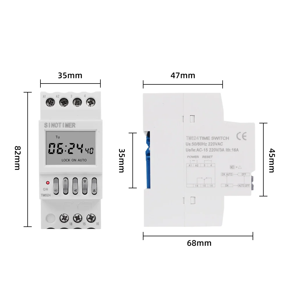 DIN Rail Digital 40 Groups School or Factory Automatic Bell Timer Controller 1~99 Seconds Interval Auto Ring Time Switch AC 220V 5