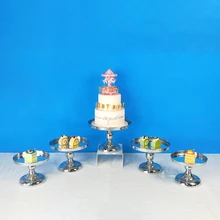 Tobs зеркало торт стенд башня Гальваническое серебряное свадебное украшение 2 и 3 уровня дисплей для кексов Золотой Металл кекс стенд