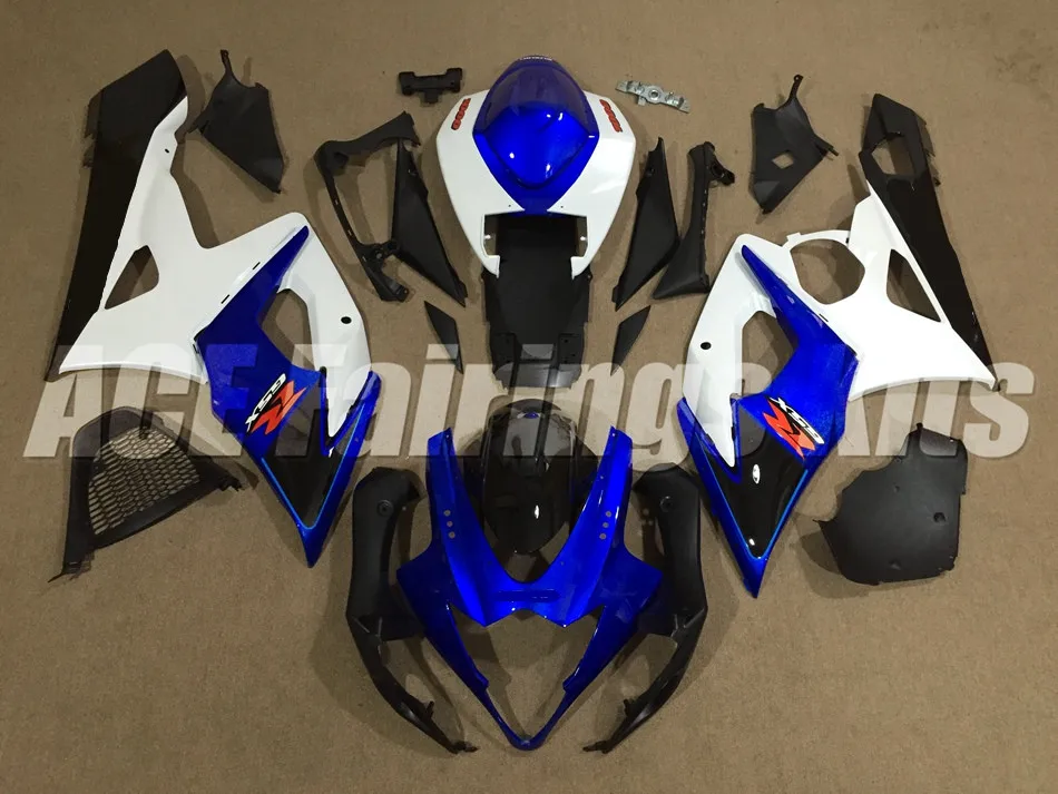 Мотоциклы полные Обтекатели подходят для Suzuki GSXR1000 K5 2005 2006 GSXR-1000 05 06 ABS пластик инъекции хороший белый синий