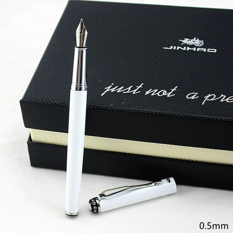 Jinhao 301 гладкий черный белый дополнительный тонкий наконечник 0,38 перьевая ручка Роскошные Металлические чернильные ручки для подарка офисные принадлежности канцелярские принадлежности