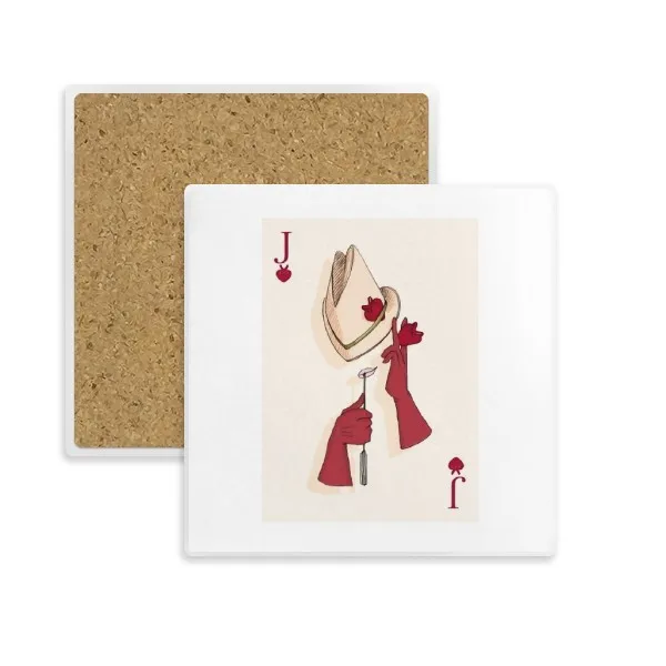 

Playing Cards Heart J Pattern Square Coaster Cup Mug Holder Absorbent Stone for Drinks 2pcs Gift