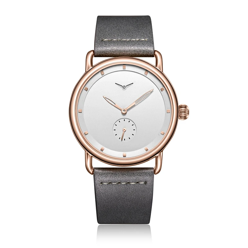 Rose Gold White Роскошные Брендовые мужские часы ONOLA, модные повседневные Простые мужские кварцевые часы с серым кожаным ремешком, водонепроницаемые наручные часы Relogio Masculino - Цвет: Rose Gold White