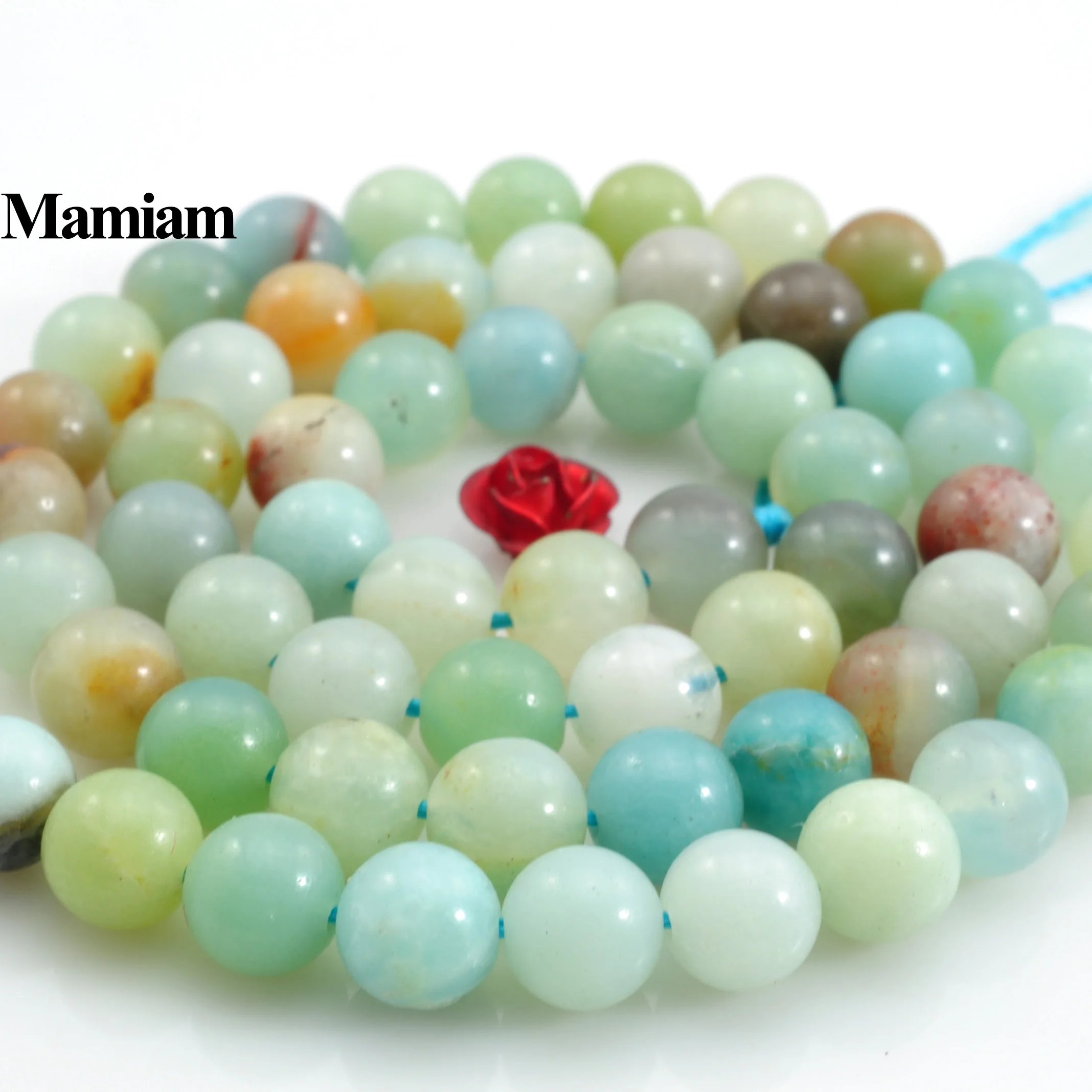 

Mamiam Natural Colorful Amazonite Smooth Round Beads 6mm 8mm 10mm Loose Diy Bracelet Necklace Jewelry Making Gemstone Design