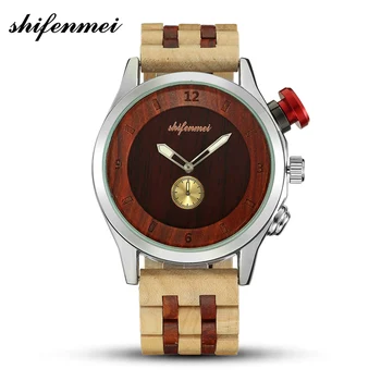 

New shifenmei Men's Wood Digital Watch Sports Luxury Customizable quartz wooden table Holiday Husband's gift erkek kol saati