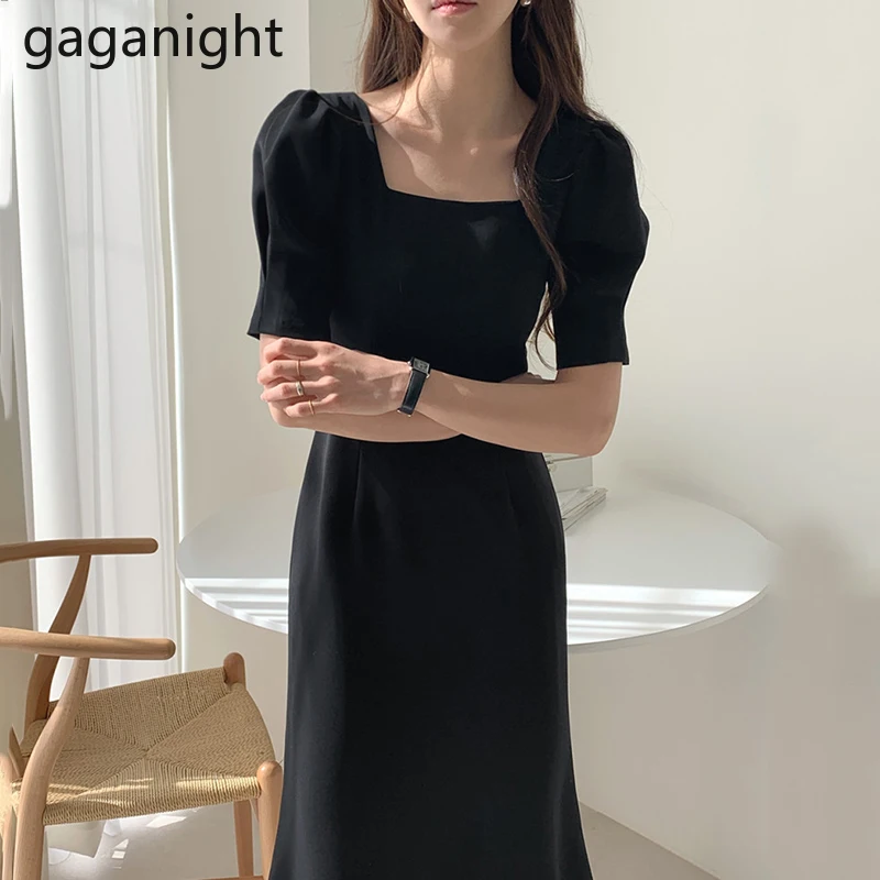 Gaganight элегантное женское Платье макси с коротким рукавом квадратным вырезом