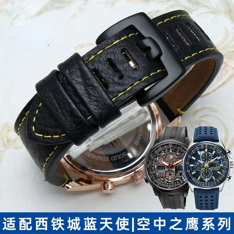 Cinturino Per Orologio Per Citizen Cinturino Per Orologio In Pelle Air Eagle Jy8035 Blue Angel At8020 Light Dynamic Energy Multi-Bureau Radio Waves
