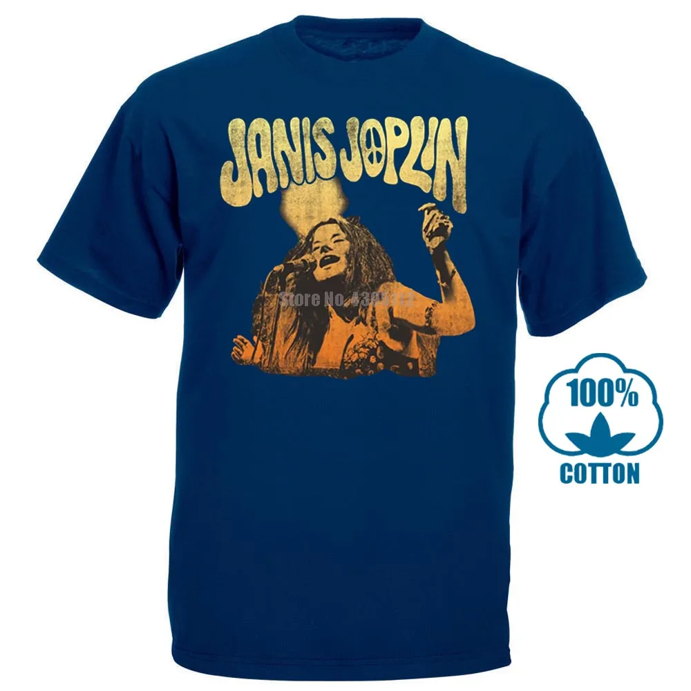 Тёмно-синий Janis Joplin Live футболка s m l Xl 2Xl Фирменная Новинка Официальная футболка - Цвет: Тёмно-синий