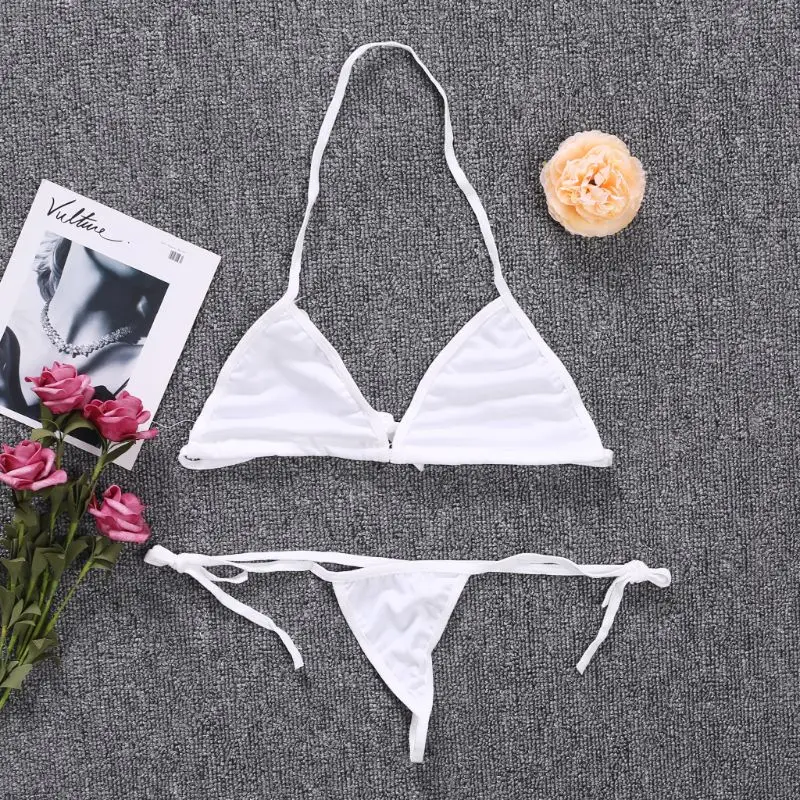 1 Set Women's Sexy Micro Thong G string Lingerie Top Bra Bottom Bikini Beach Swimwear
