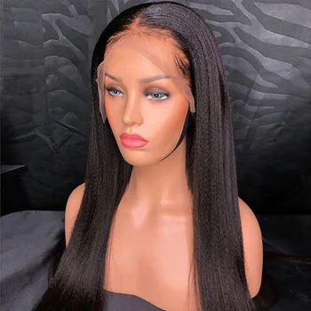 

13*4/6 Lace Front Human Wigs Remy Yaki Straight 5x5 PU Lace Wig Jet Black Colored U Part Wig For Black Women Scalp Top Closure