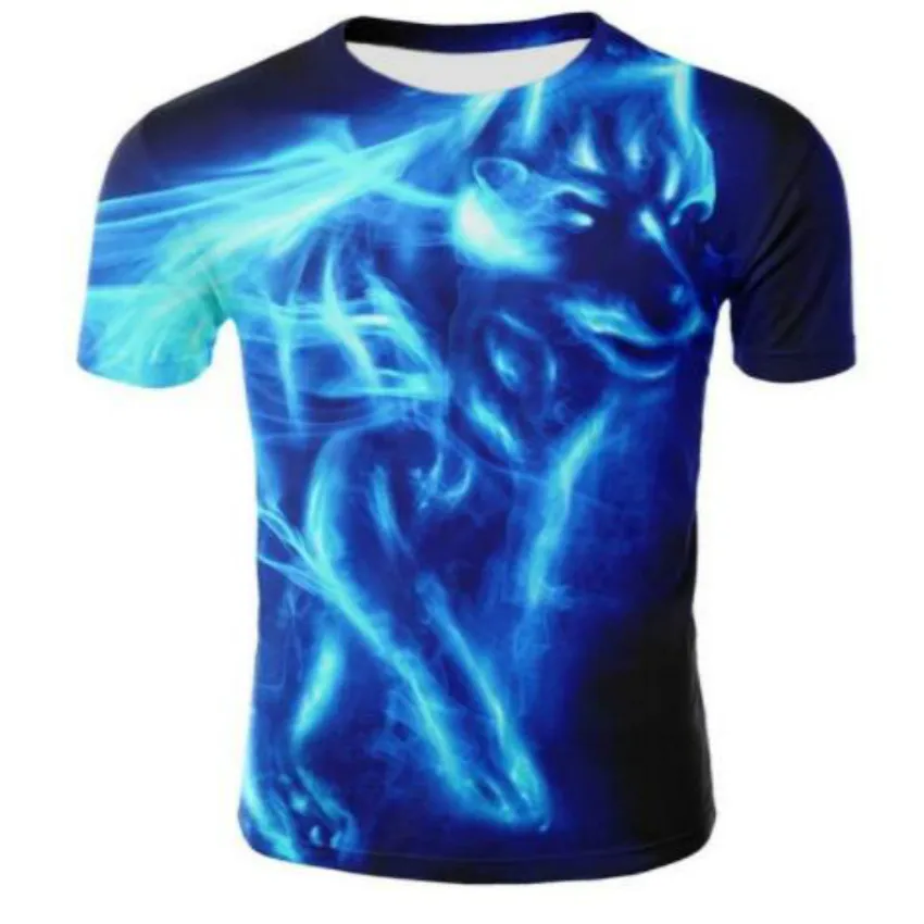 Забавная футболка с 3D принтом волка футболка с рисунком аниме мужские летние топы с короткими рукавами футболка мужская модная футболка