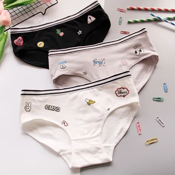 

Women Soft Multicolored Cotton Cartoon Panties Underwear Knickers Solid Briefs