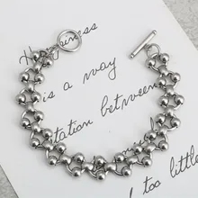 Модные Шаровые Бусины В Стиле Хип-хоп из нержавеющей стали с круглым вырезом для мужчин и женщин, браслет с пряжкой из титановой стали