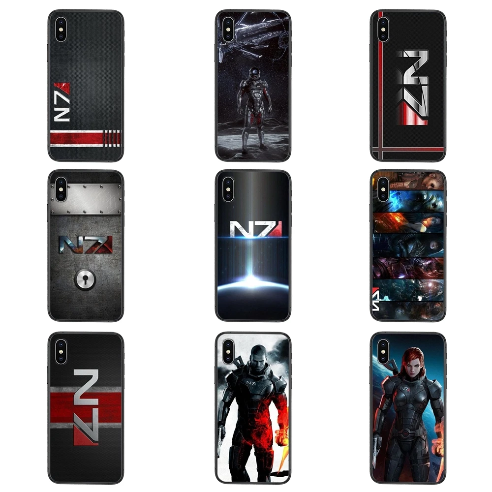 For iPhone 11 12 Pro Mini 5 5S SE 5C 6 6S 7 8 X 10 XR XS Plus Max Black Shell Trend Cover 3D N7 Mass Effect 3 Best Nouvel | Мобильные