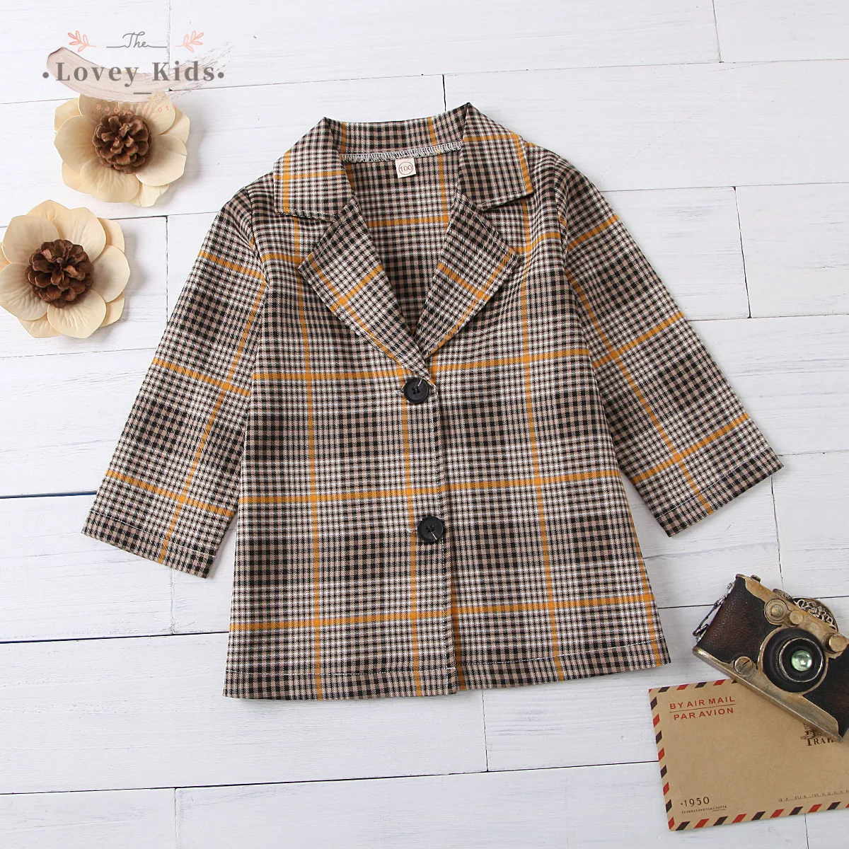 

2020 Autumn Winter Toddler Baby Girl Trench Jacket Sweet Plaid Fashion Outerwear Lapel Long Sleeve Children Coat 1-6T