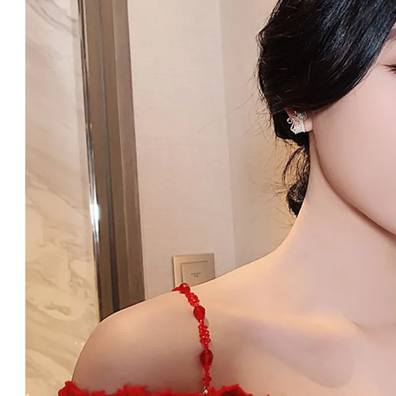 2021 New Cute Animal Stud Earrings for Women Temperament Horse Kitten Owl Pearl Rhinestone Earring Girls Birthday Party Jewelry