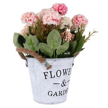 

Iron Simulated Hydrangea Pot Flower Pot Planter Container Flowerpot Fake Bonsai Desktop Ornament Decoration for Home Office (Pin