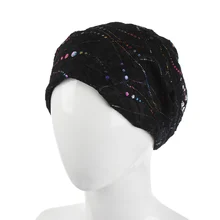 1 шт. Женская эластичная индийская Кепка мягкая дышащая хлопковая мусульманская шляпа винтажная эпоксидная Кружевная повязка с узлом плиссированные тюрбан модные шапки