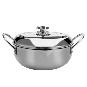 

Fryer with lid and temperature control Japanese style tempura small fryer with thermometer induction cooker universal
