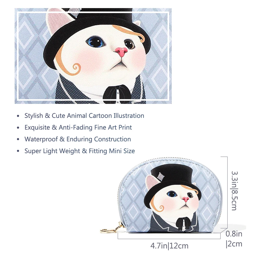 Красочное милое платье, модная модель, кот, животное, мультфильм, короткий кошелек для девочек, держатель для карт, кошелек на молнии, сумка для монет, мини, подарок на день рождения