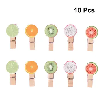 

10pcs Wooden Pegs Cartoon Decorative Cute Card Holder Craft Clips Note Holder Photo Clips for Party Gathering