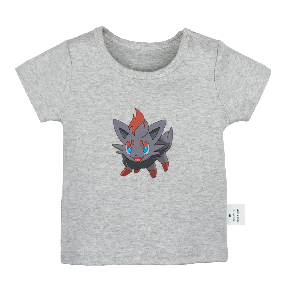 Футболки для новорожденных с рисунком из мультфильма «Pokemon Oddish Wartortle Zorua Goldeen»; однотонные футболки с короткими рукавами для малышей - Цвет: JbBabyYG658D