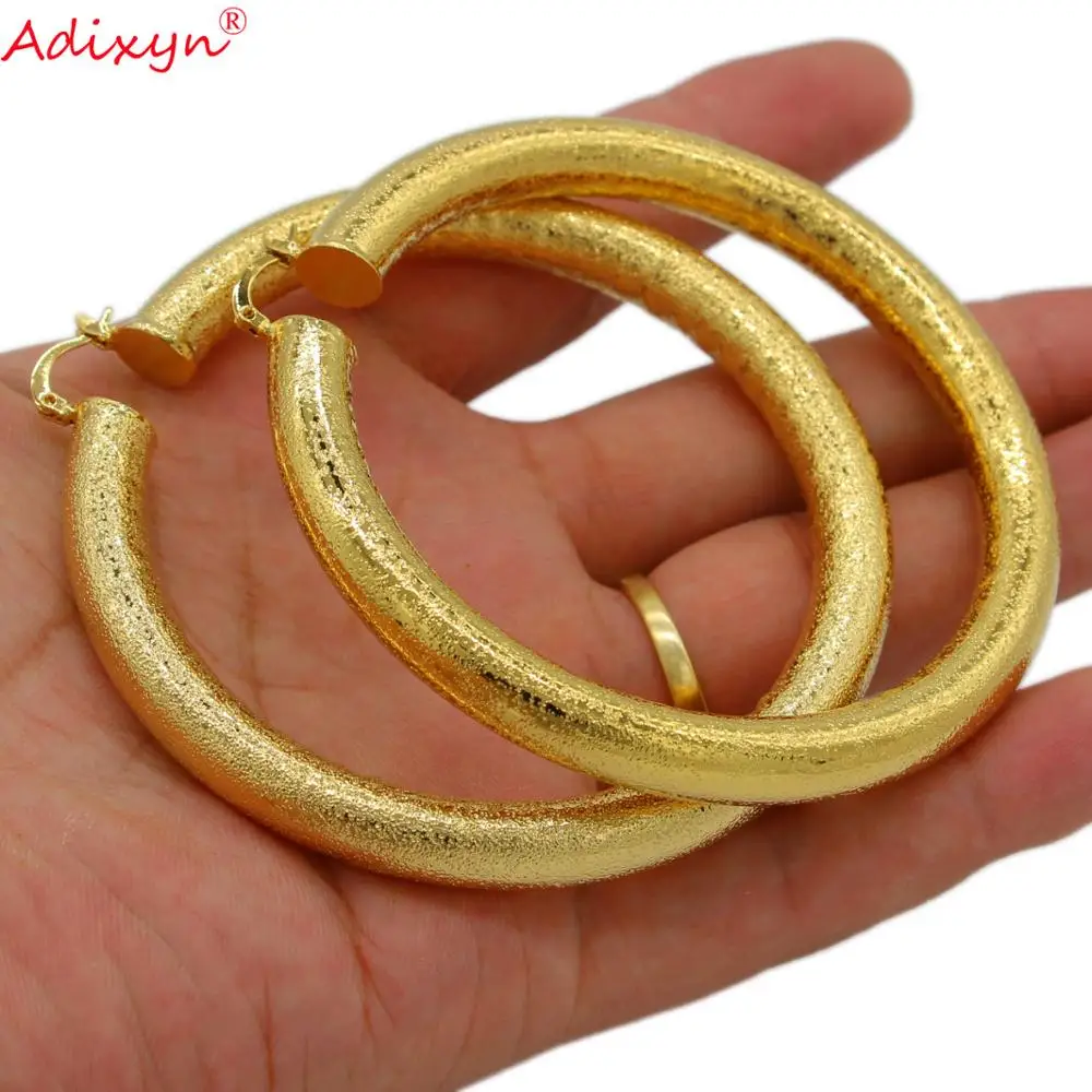 Adixyn Vintage Hoop Earrings For Women Gold Color Big Circle African India Middle east Party Best Gifts N07104 | Украшения и