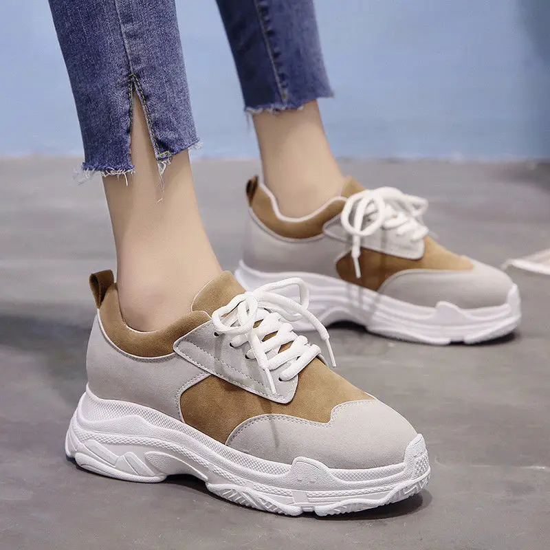 

2019 White Platform Sneaker Winter Femme Thick Bottom Footwear Woman Casual Platform Shoes Women's Vulcanize Shoes